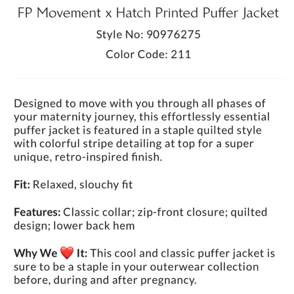 Free People x Hatch Ivory Chevron Puffer Jacket XS New with Tags - Picture 3 of 15